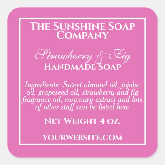 Étiquette de cosmétiques simples rose et blanc (Devant)