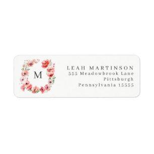 Étiquette de courme à fleurs rouge et rose