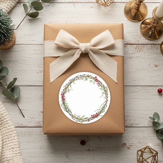 Étiquette de Couronne de Noël Rustique Faite Maiso