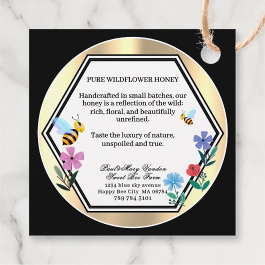 Étiquette de couvercle de pot de miel doré luxueux (Dos)