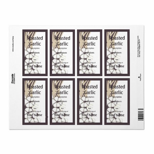Étiquette de cuisine à l'ail grillé (Feuille entière)