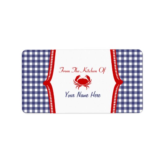 Étiquette De Cuisine - "De La Cuisine De" Crabe (Devant)