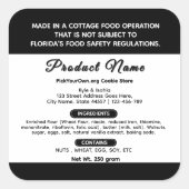 Étiquette de cuisine de la Floride noir et blanc (Devant)