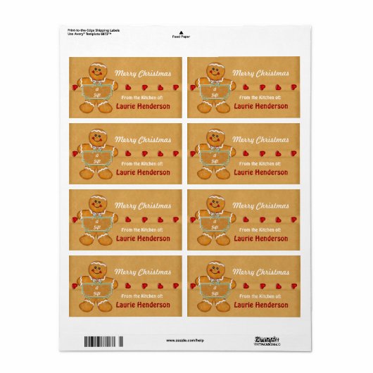 Étiquette de cuisine modèle (Feuille entière)