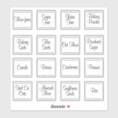 étiquette de cuisine transparent Carré de 1,5 pouc (Feuille)