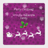 Étiquette de cuisson Magenta Père Noël à la traîne (Design 1)