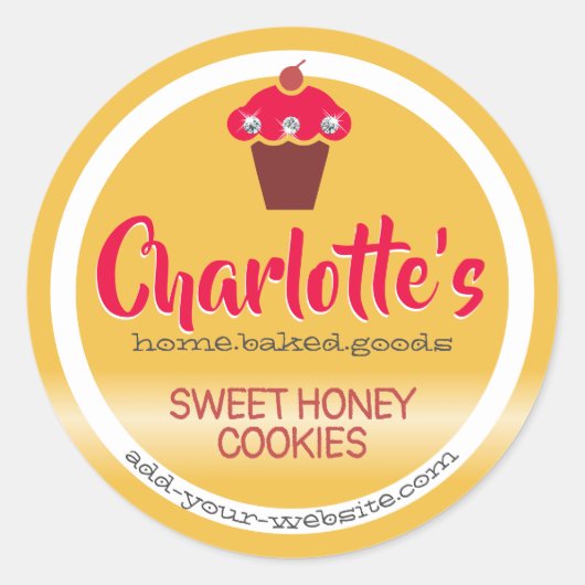 Étiquette de cuisson mignonne Cupcake Rouge Jaune  (Devant)