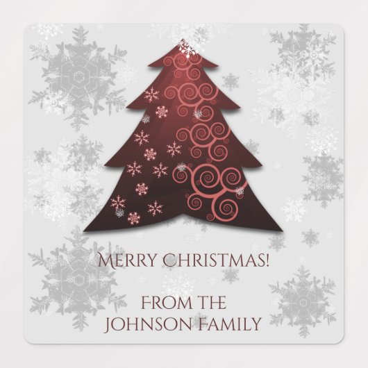 Étiquette de cuisson Red Festif Christmas Tree (Design 1)