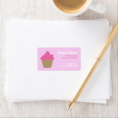 Étiquette de cupcake de produit rose de boulangeri (En situation)