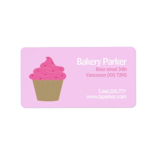 Étiquette de cupcake de produit rose de boulangeri (Devant)