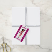 Étiquette de danseuse personnalisée Fuchsia B (Avec de la ficelle)