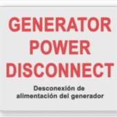 Étiquette de déconnexion de l'alimentation du géné (Devant)