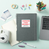 Étiquette de déconnexion de l'alimentation du géné (Couverture iPad)