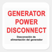Étiquette de déconnexion de l'alimentation du géné (Devant)