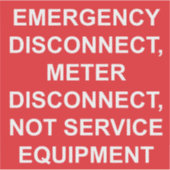 Étiquette de déconnexion du compteur d'urgence (Devant)