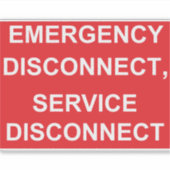 Étiquette de déconnexion du service d'urgence (Devant)