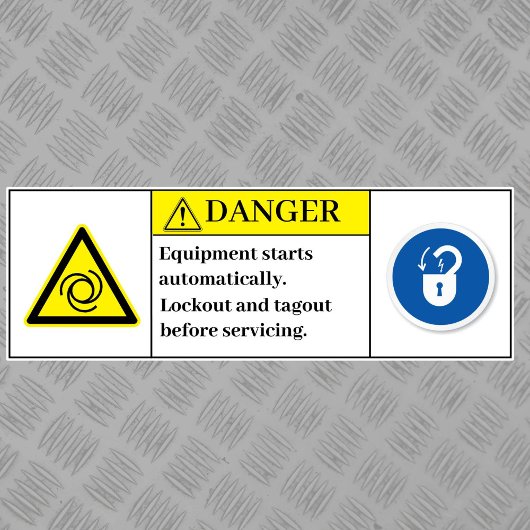 Étiquette de démarrage de l'équipement d'avertisse