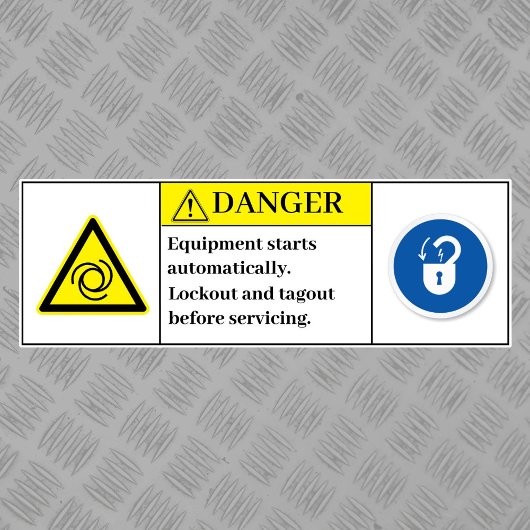 Étiquette de démarrage de l'équipement d'avertisse