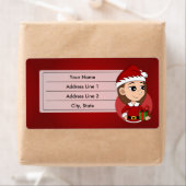 Étiquette de dessin animé de la fille de Noël (En situation)