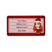 Étiquette de dessin animé de la fille de Noël (Devant)