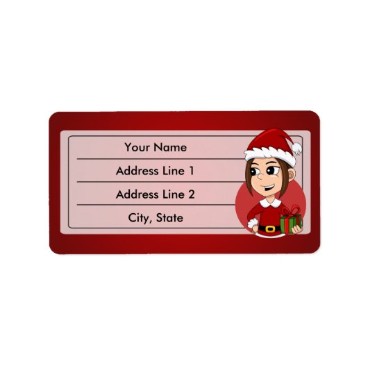 Étiquette de dessin animé de la fille de Noël (Devant)