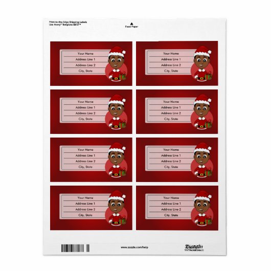 Étiquette de dessin animé de Noël (Feuille entière)