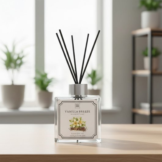 Étiquette de diffuseur d'arôme floral vanille