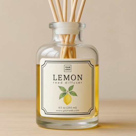 Étiquette de diffuseur de parfum à tiges au citron
