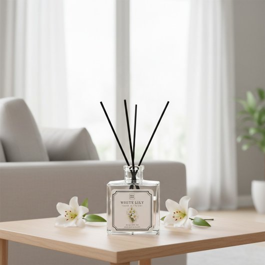 Étiquette de diffuseur de parfum White Lily