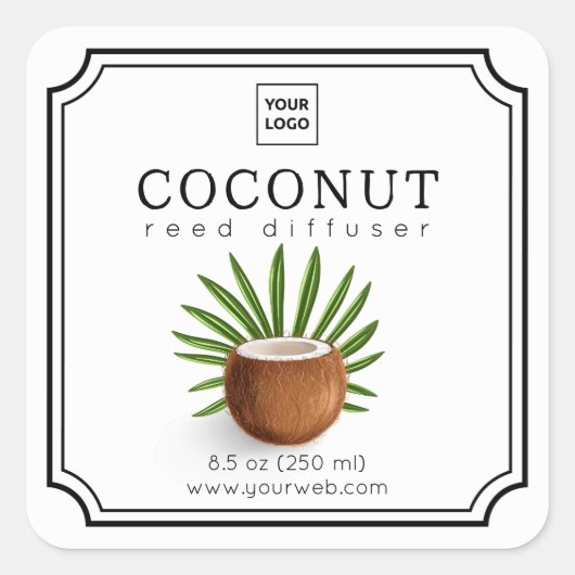 Étiquette de diffuseur de roseau de coco (Devant)