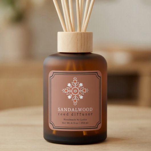 Étiquette de diffuseur de roseau en bois de santal
