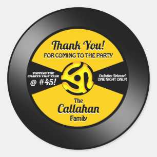 Étiquette de disque 45 tours de vinyle pour fête d