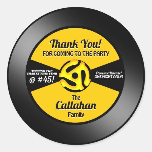 Étiquette de disque 45 tours de vinyle pour fête d (Devant)