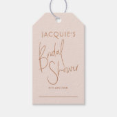 Étiquette de don de douche de mariage rose et terr (Devant)