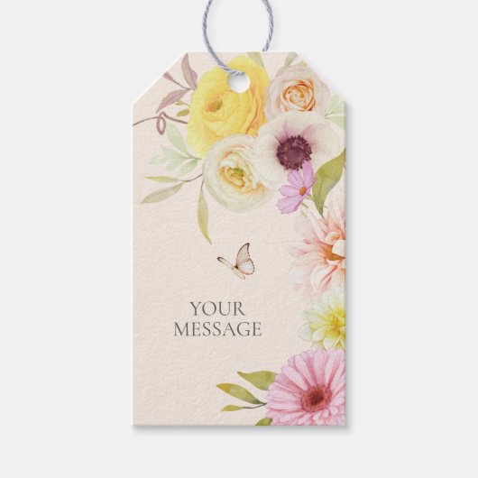 Étiquette de don de fleurs printanières élégantes (Devant)