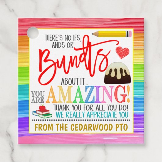 Étiquette de don de gâteau Bundt pour enseignant (Devant)