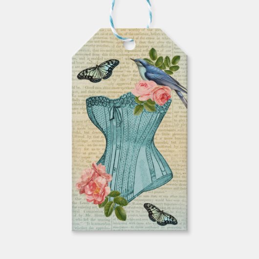 Étiquette de don de mode oiseau, fleur et papillon (Devant)