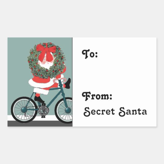 Étiquette de don de Secret Santa autocollant recta (Devant)