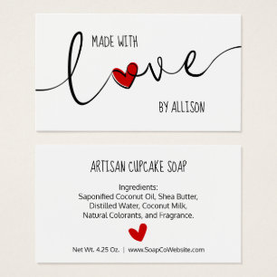 Étiquette de don "Red Heart Script Lettering Made
