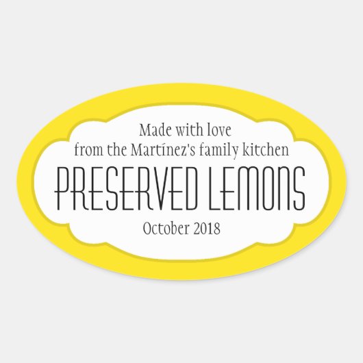 Étiquette de étiquette alimentaire ovale aux citro (Devant)