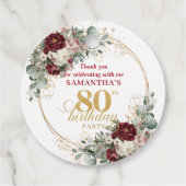 Étiquette de faveur d'anniversaire 80 ans Chic Bou (Dos)