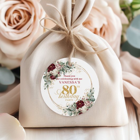 Étiquette de faveur d'anniversaire 80 ans Chic Bou