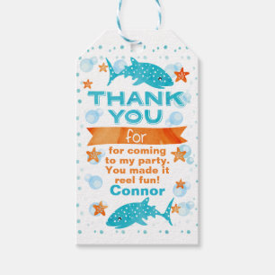 Étiquette de faveur d'anniversaire de requin de