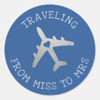 Étiquette de faveur d'avion Miss to Mrs Blue Voyag
