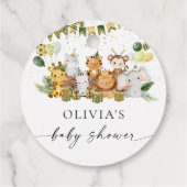 Étiquette de faveur de Baby Shower Animaux de Safa (Dos)