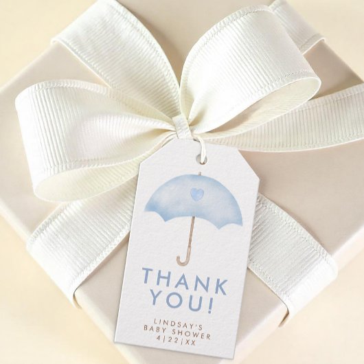 Étiquette de faveur de Baby Shower Blue Umbrella S