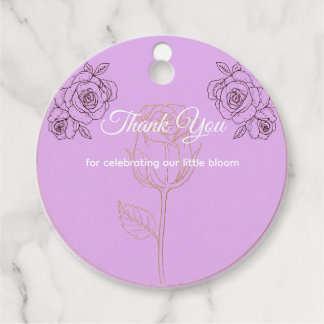 Étiquette de faveur de baby shower Elegant Rose Sk