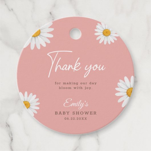 Étiquette de faveur de baby shower Fleur de Daisy  (Devant)