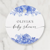 Étiquette de faveur de Baby Shower Fleurie en Porc (Dos)