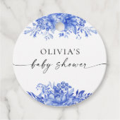 Étiquette de faveur de Baby Shower Fleurie en Porc (Devant)